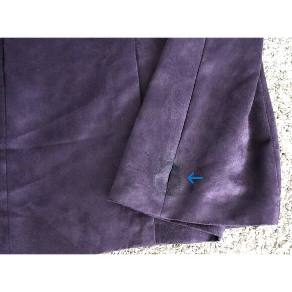 NWT Microsuede Purple Pant Suit Embroidered Floral Bootcut Long Jacket Set 12 - Picture 8 of 9